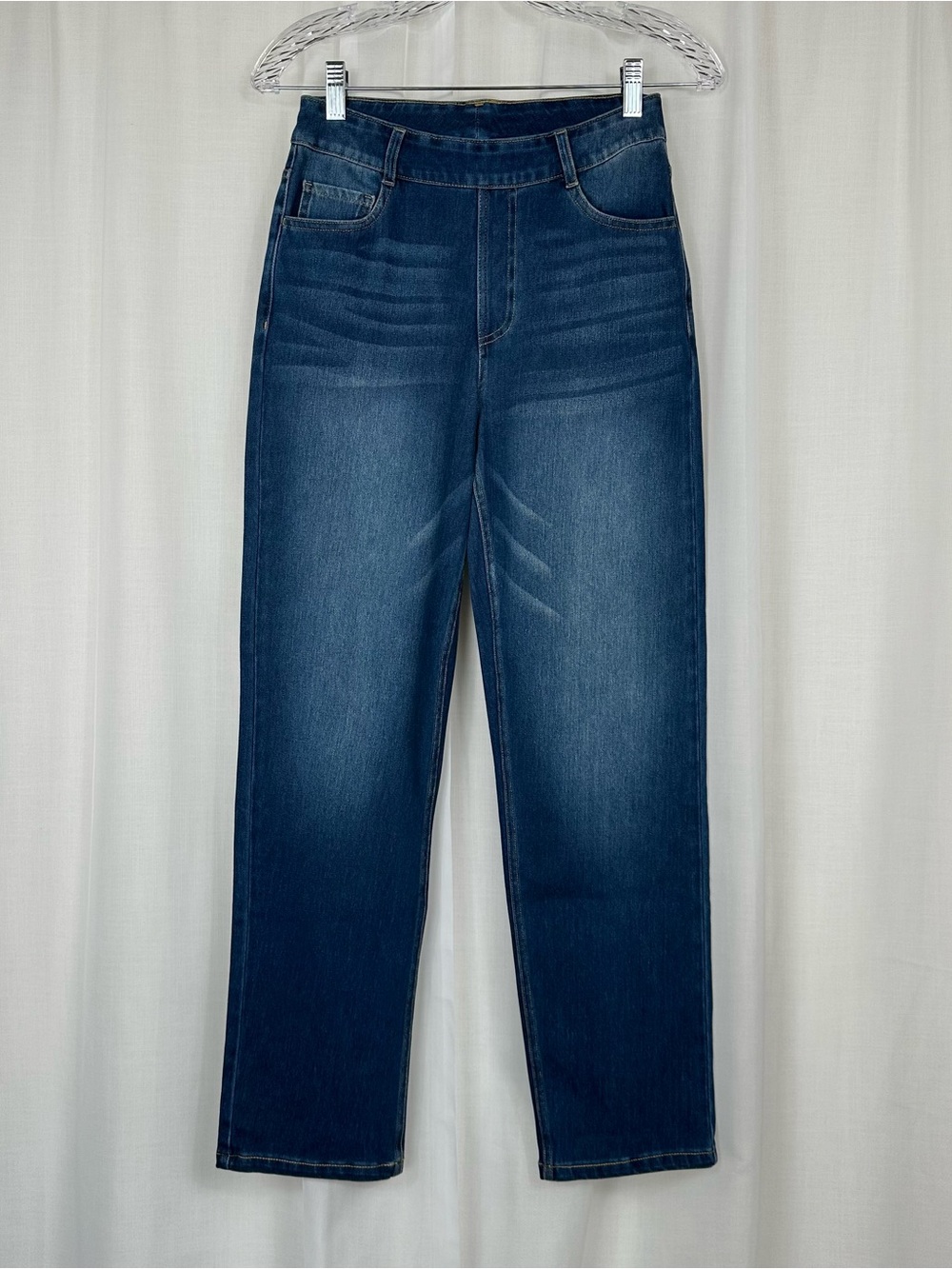 Halara Flex High Waisted Straight Leg Pull On Jeans Size SP Small Petite Pockets
